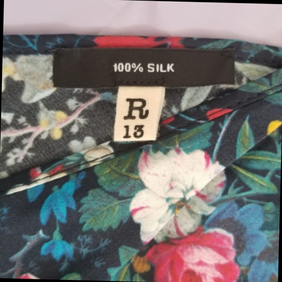 SOLD! R 13 long silk maxi floral boho grunge slip dress Medium Made in USA - Picture 5 of 10